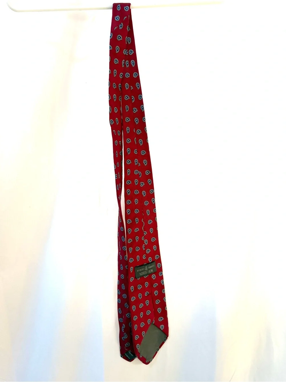 Robert Talbott Red Paisley Silk Tie with Blue and White Accents, Best of Class